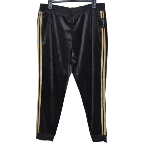 INC International Concepts Men's Side Stripe Black Velour Joggers NWT Size 2XL - Picture 3 of 16